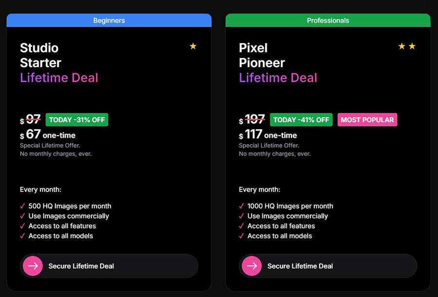 Artspace AI lifetime deal pricing