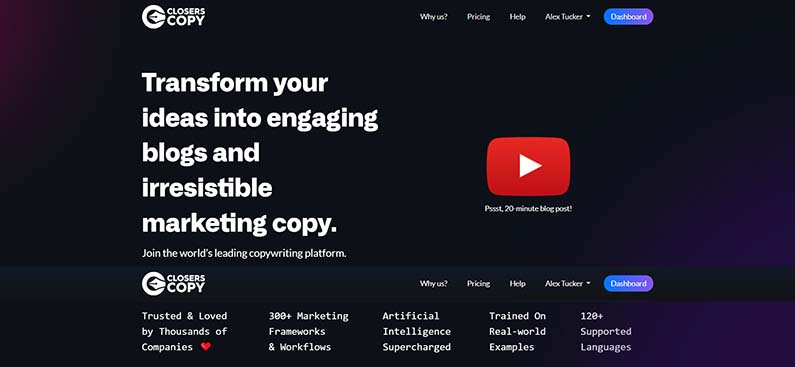 Closerscopy AI copywriting software