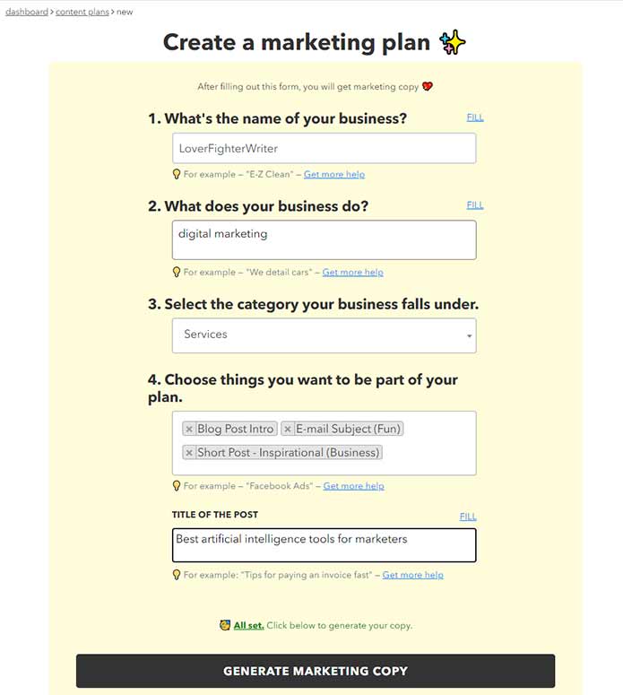 Create Marketing Plan nichesss