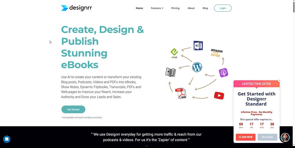 Designrr homepage screenshot by alex tucker