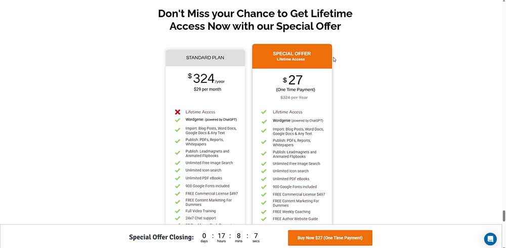 Designrr lifetime deal pricing special offer screenshot