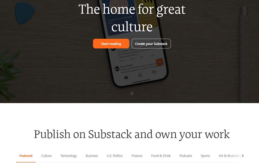 Substack free blogging and newsletter platform
