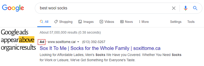 copywriting example google ad