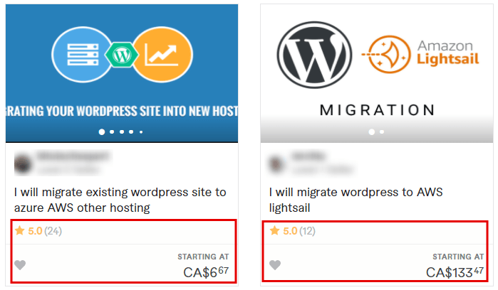 fiverr aws wordpress comparison