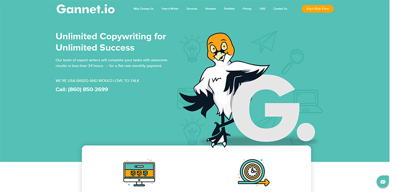 gannet.io copywriting service screenshot