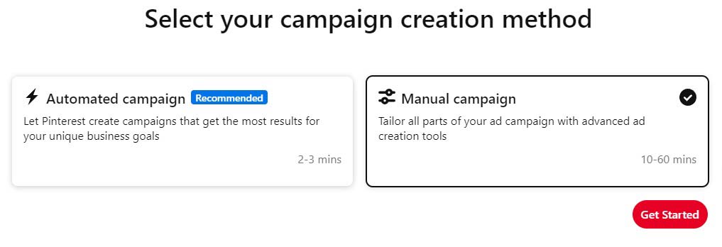 how to create a manual pinterest ad campaign