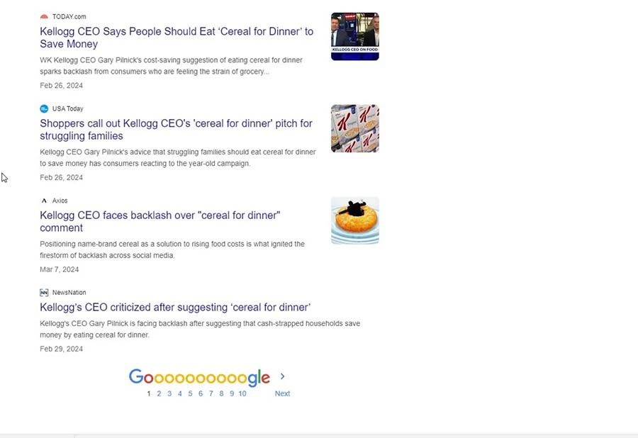 kellogg's cereal for dinner marketing fail