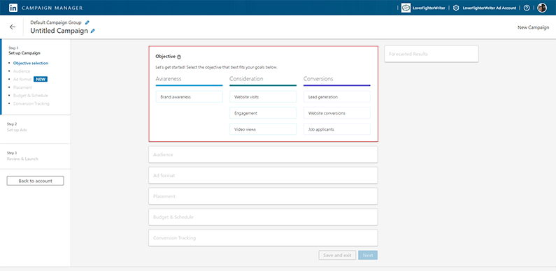 linkedin ad campaign objectives