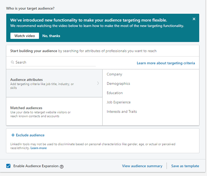 linkedin ads audience attributes