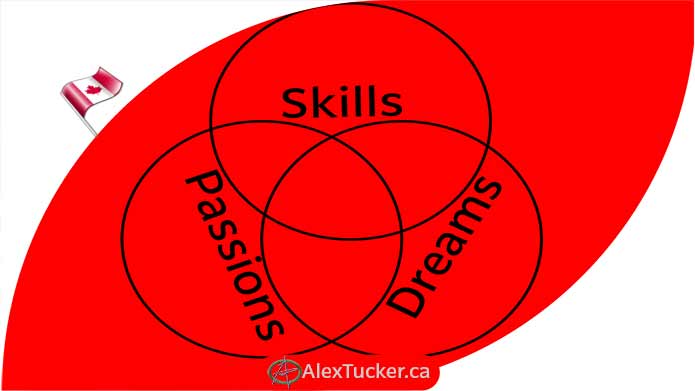 lists of skills passions dreams in connected circles