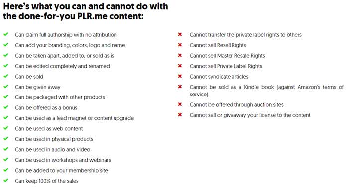 plr.me private label rights screenshot