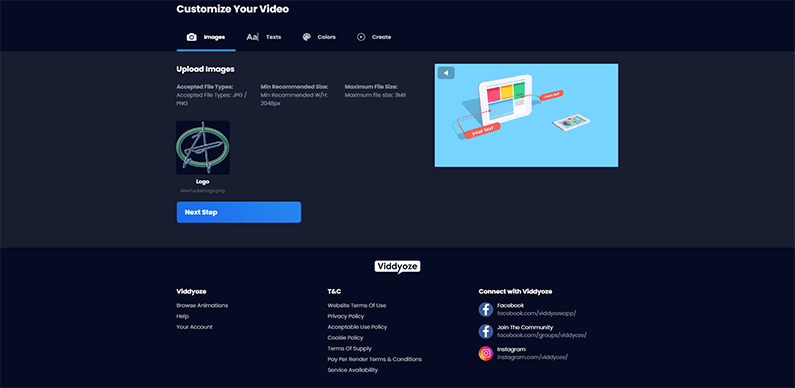 upload image to viddyoze